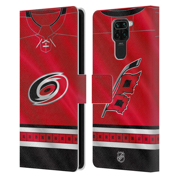 NHL Carolina Hurricanes Jersey Leather Book Wallet Case Cover For Xiaomi Redmi Note 9 / Redmi 10X 4G