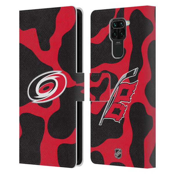 NHL Carolina Hurricanes Cow Pattern Leather Book Wallet Case Cover For Xiaomi Redmi Note 9 / Redmi 10X 4G