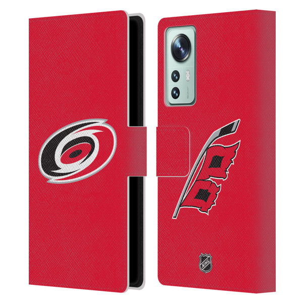 NHL Carolina Hurricanes Plain Leather Book Wallet Case Cover For Xiaomi 12