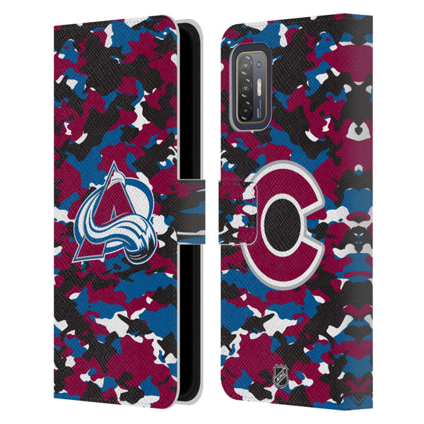 NHL Colorado Avalanche Camouflage Leather Book Wallet Case Cover For HTC Desire 21 Pro 5G