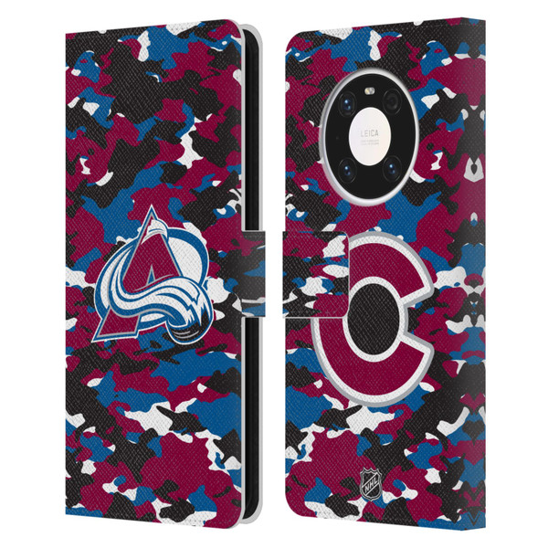 NHL Colorado Avalanche Camouflage Leather Book Wallet Case Cover For Huawei Mate 40 Pro 5G