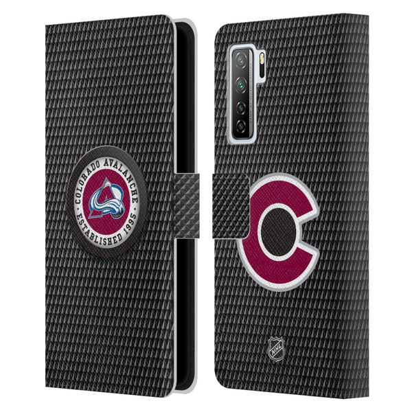 NHL Colorado Avalanche Puck Texture Leather Book Wallet Case Cover For Huawei Nova 7 SE/P40 Lite 5G