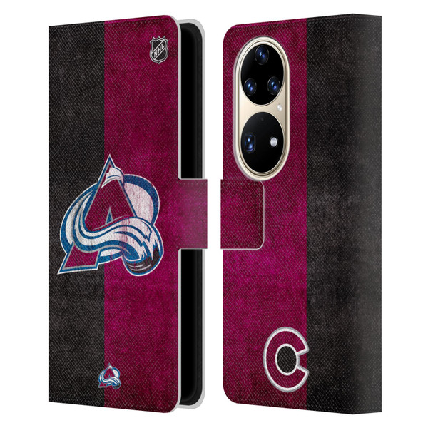 NHL Colorado Avalanche Half Distressed Leather Book Wallet Case Cover For Huawei P50 Pro