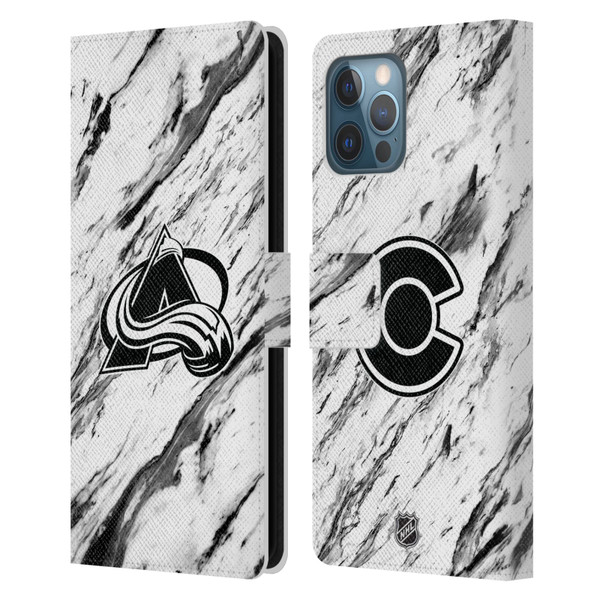 NHL Colorado Avalanche Marble Leather Book Wallet Case Cover For Apple iPhone 12 Pro Max