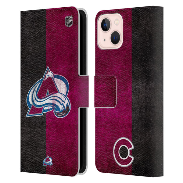 NHL Colorado Avalanche Half Distressed Leather Book Wallet Case Cover For Apple iPhone 13