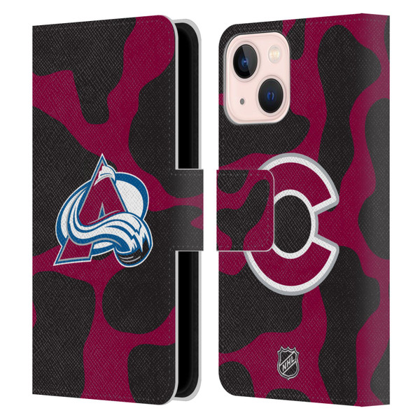 NHL Colorado Avalanche Cow Pattern Leather Book Wallet Case Cover For Apple iPhone 13 Mini