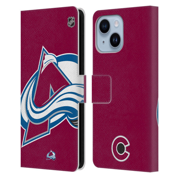 NHL Colorado Avalanche Oversized Leather Book Wallet Case Cover For Apple iPhone 14 Plus