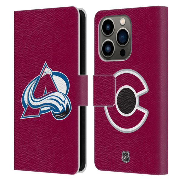 NHL Colorado Avalanche Plain Leather Book Wallet Case Cover For Apple iPhone 14 Pro