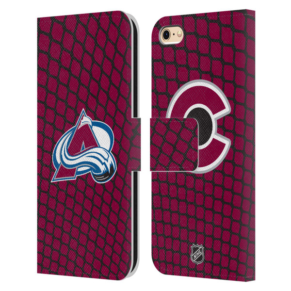NHL Colorado Avalanche Net Pattern Leather Book Wallet Case Cover For Apple iPhone 6 / iPhone 6s