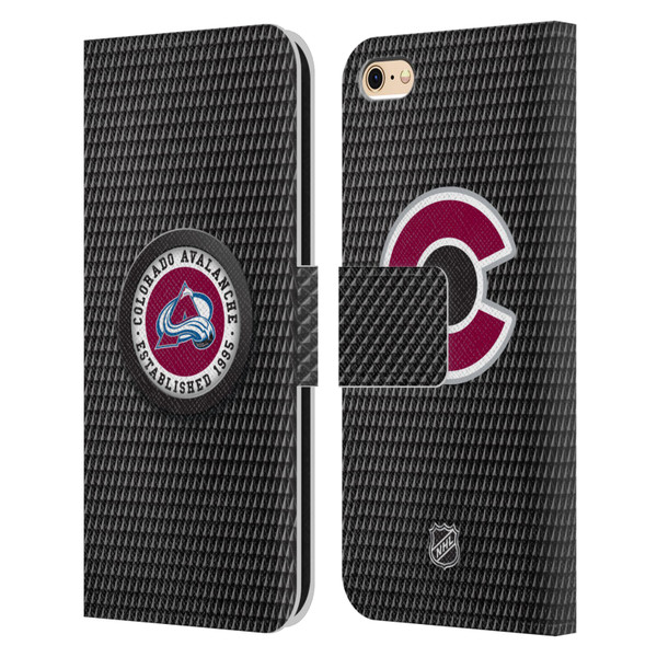 NHL Colorado Avalanche Puck Texture Leather Book Wallet Case Cover For Apple iPhone 6 / iPhone 6s