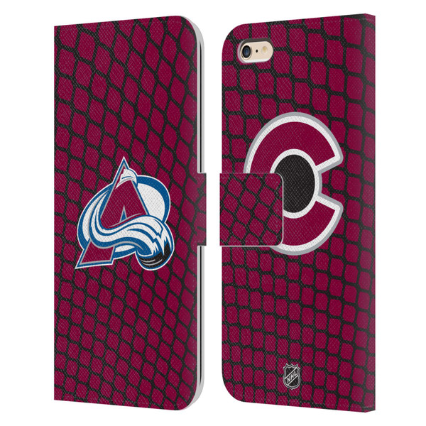 NHL Colorado Avalanche Net Pattern Leather Book Wallet Case Cover For Apple iPhone 6 Plus / iPhone 6s Plus