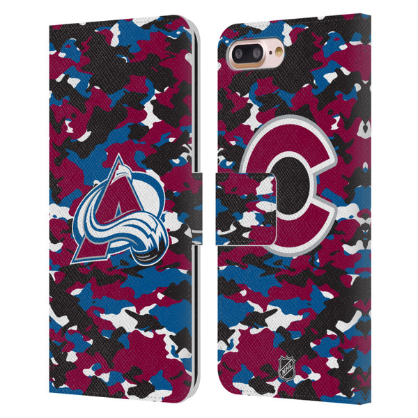 NHL Colorado Avalanche Camouflage Leather Book Wallet Case Cover For Apple iPhone 7 Plus / iPhone 8 Plus