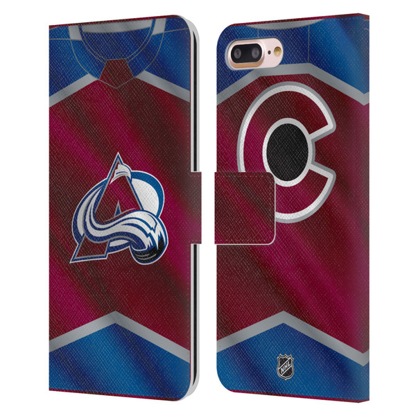 NHL Colorado Avalanche Jersey Leather Book Wallet Case Cover For Apple iPhone 7 Plus / iPhone 8 Plus