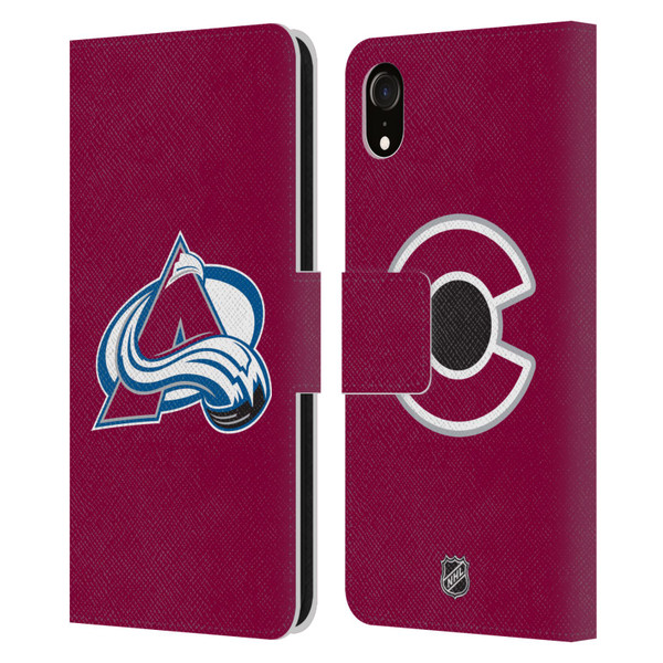 NHL Colorado Avalanche Plain Leather Book Wallet Case Cover For Apple iPhone XR