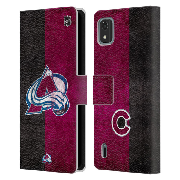 NHL Colorado Avalanche Half Distressed Leather Book Wallet Case Cover For Nokia C2 2nd Edition