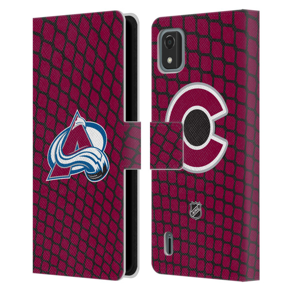 NHL Colorado Avalanche Net Pattern Leather Book Wallet Case Cover For Nokia C2 2nd Edition