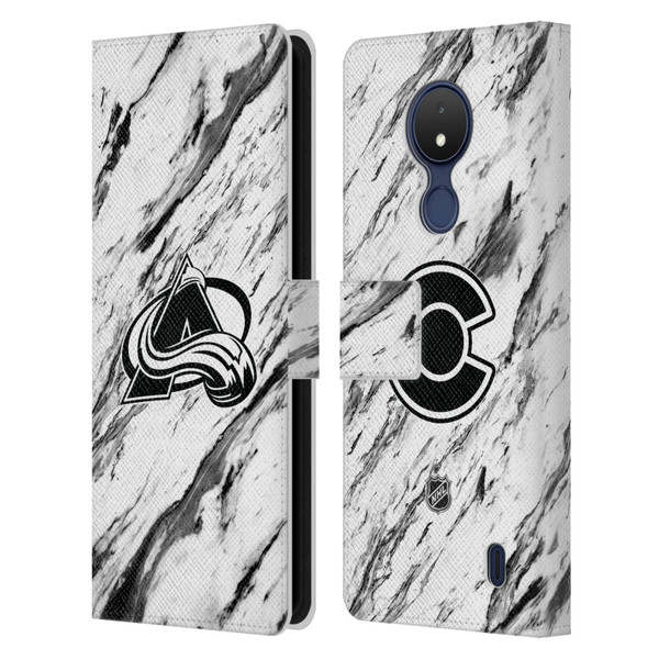 NHL Colorado Avalanche Marble Leather Book Wallet Case Cover For Nokia C21