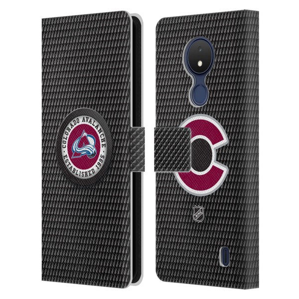 NHL Colorado Avalanche Puck Texture Leather Book Wallet Case Cover For Nokia C21