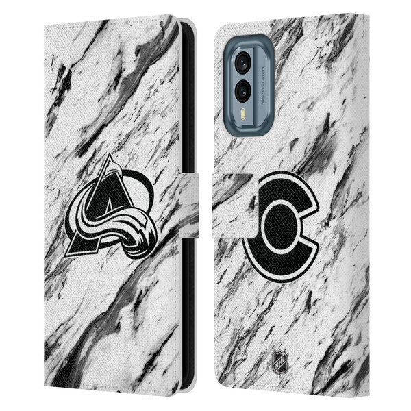 NHL Colorado Avalanche Marble Leather Book Wallet Case Cover For Nokia X30