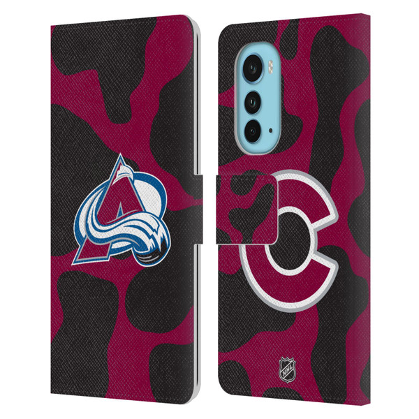 NHL Colorado Avalanche Cow Pattern Leather Book Wallet Case Cover For Motorola Edge (2022)