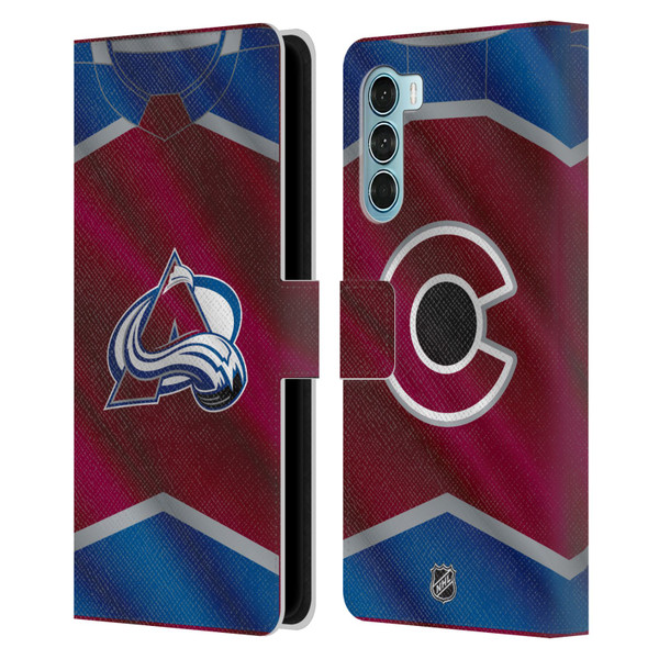 NHL Colorado Avalanche Jersey Leather Book Wallet Case Cover For Motorola Edge S30 / Moto G200 5G