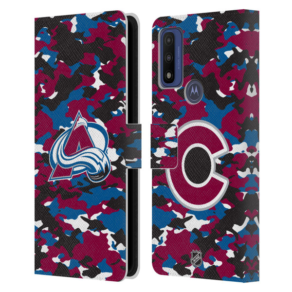NHL Colorado Avalanche Camouflage Leather Book Wallet Case Cover For Motorola G Pure