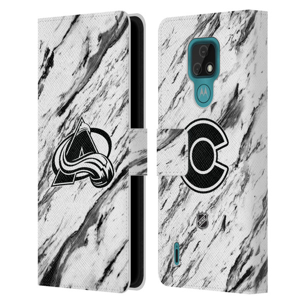 NHL Colorado Avalanche Marble Leather Book Wallet Case Cover For Motorola Moto E7