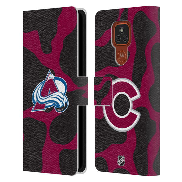 NHL Colorado Avalanche Cow Pattern Leather Book Wallet Case Cover For Motorola Moto E7 Plus