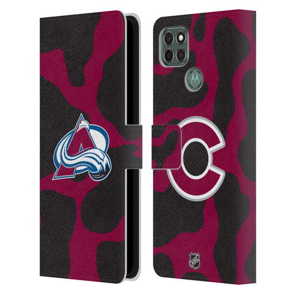 NHL Colorado Avalanche Cow Pattern Leather Book Wallet Case Cover For Motorola Moto G9 Power