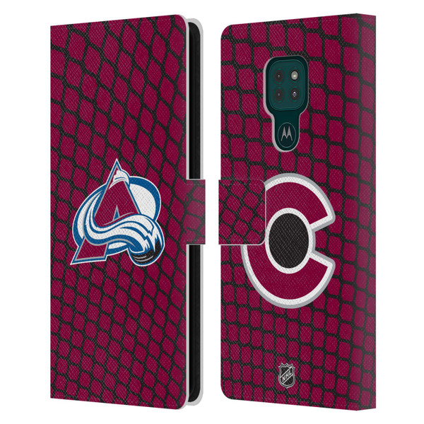 NHL Colorado Avalanche Net Pattern Leather Book Wallet Case Cover For Motorola Moto G9 Play