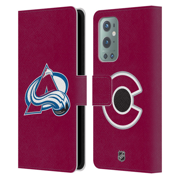 NHL Colorado Avalanche Plain Leather Book Wallet Case Cover For OnePlus 9