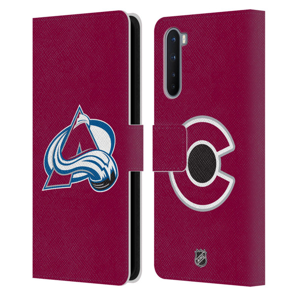 NHL Colorado Avalanche Plain Leather Book Wallet Case Cover For OnePlus Nord 5G