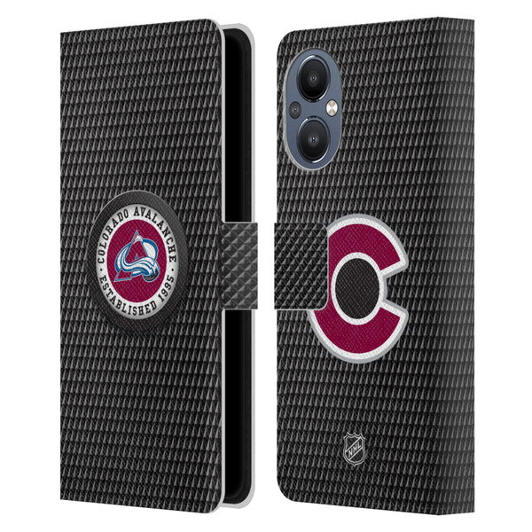 NHL Colorado Avalanche Puck Texture Leather Book Wallet Case Cover For OnePlus Nord N20 5G