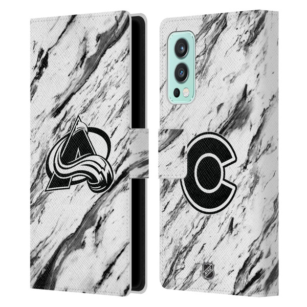 NHL Colorado Avalanche Marble Leather Book Wallet Case Cover For OnePlus Nord 2 5G