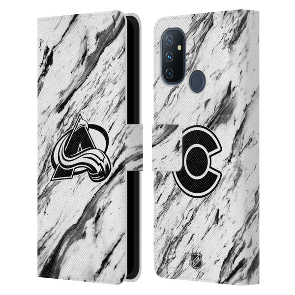 NHL Colorado Avalanche Marble Leather Book Wallet Case Cover For OnePlus Nord N100