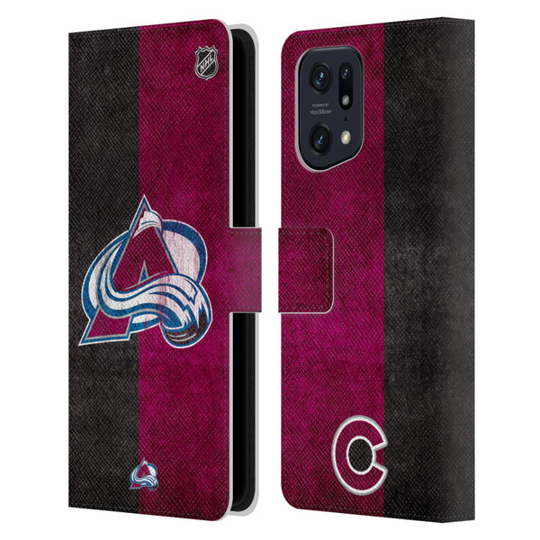 NHL Colorado Avalanche Half Distressed Leather Book Wallet Case Cover For OPPO Find X5