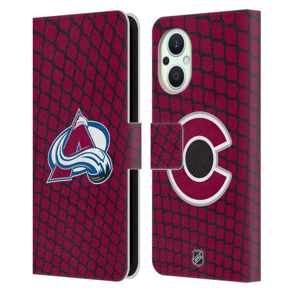 NHL Colorado Avalanche Net Pattern Leather Book Wallet Case Cover For OPPO Reno8 Lite