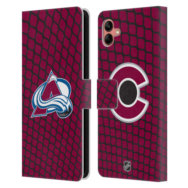 NHL Colorado Avalanche Net Pattern Leather Book Wallet Case Cover For Samsung Galaxy A04 (2022)