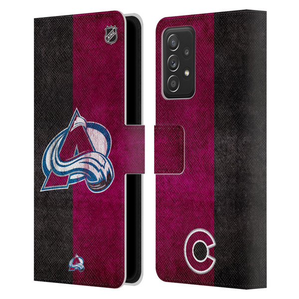 NHL Colorado Avalanche Half Distressed Leather Book Wallet Case Cover For Samsung Galaxy A52 / A52s / 5G (2021)