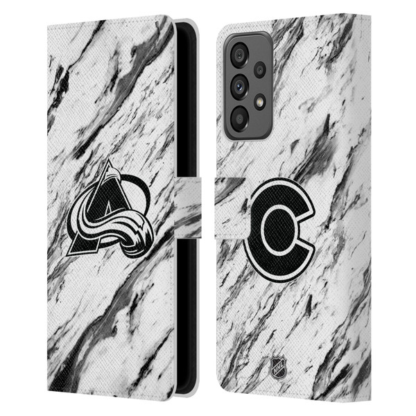 NHL Colorado Avalanche Marble Leather Book Wallet Case Cover For Samsung Galaxy A73 5G (2022)