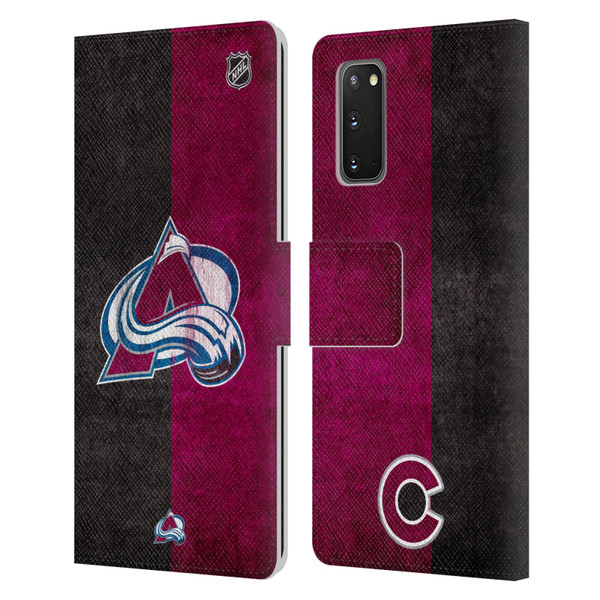 NHL Colorado Avalanche Half Distressed Leather Book Wallet Case Cover For Samsung Galaxy S20 / S20 5G