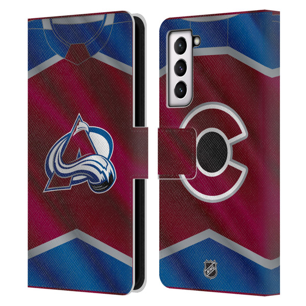 NHL Colorado Avalanche Jersey Leather Book Wallet Case Cover For Samsung Galaxy S21 5G