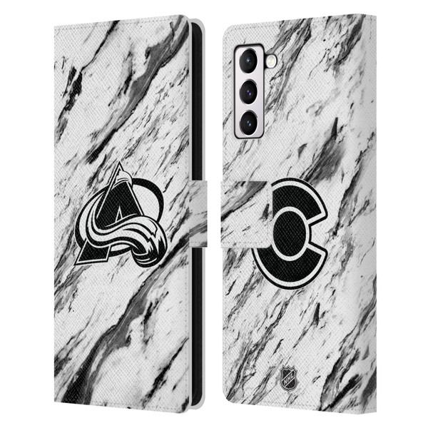 NHL Colorado Avalanche Marble Leather Book Wallet Case Cover For Samsung Galaxy S21+ 5G
