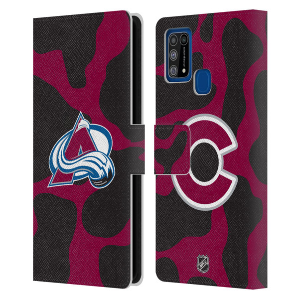 NHL Colorado Avalanche Cow Pattern Leather Book Wallet Case Cover For Samsung Galaxy M31 (2020)