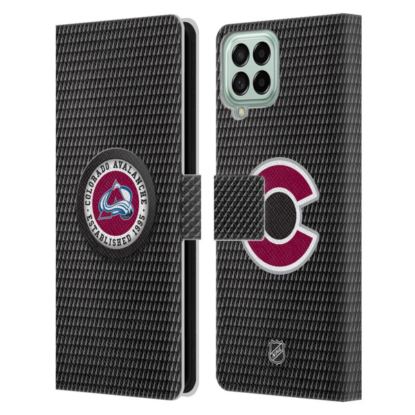 NHL Colorado Avalanche Puck Texture Leather Book Wallet Case Cover For Samsung Galaxy M33 (2022)