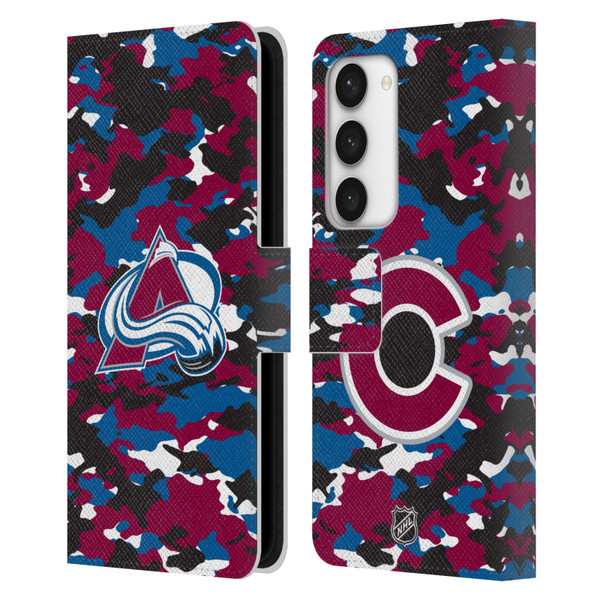 NHL Colorado Avalanche Camouflage Leather Book Wallet Case Cover For Samsung Galaxy S23 5G