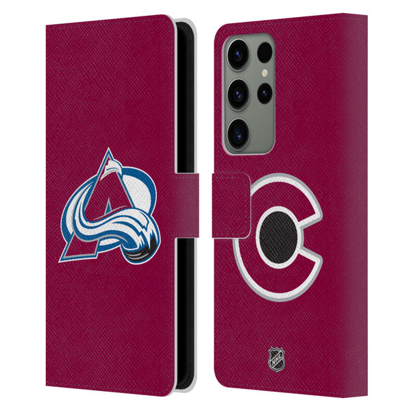 NHL Colorado Avalanche Plain Leather Book Wallet Case Cover For Samsung Galaxy S23 Ultra 5G