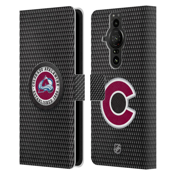 NHL Colorado Avalanche Puck Texture Leather Book Wallet Case Cover For Sony Xperia Pro-I