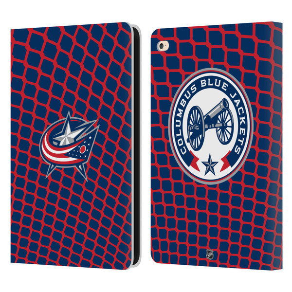 NHL Columbus Blue Jackets Net Pattern Leather Book Wallet Case Cover For Apple iPad Air 2 (2014)