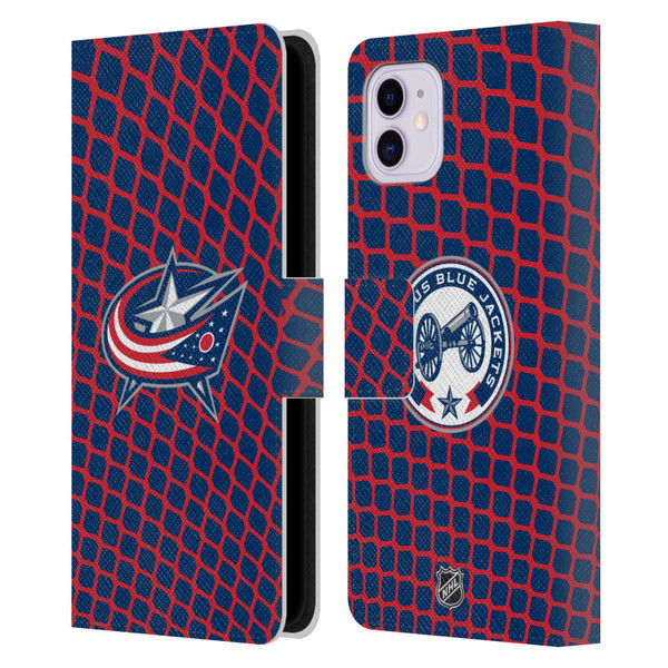 NHL Columbus Blue Jackets Net Pattern Leather Book Wallet Case Cover For Apple iPhone 11